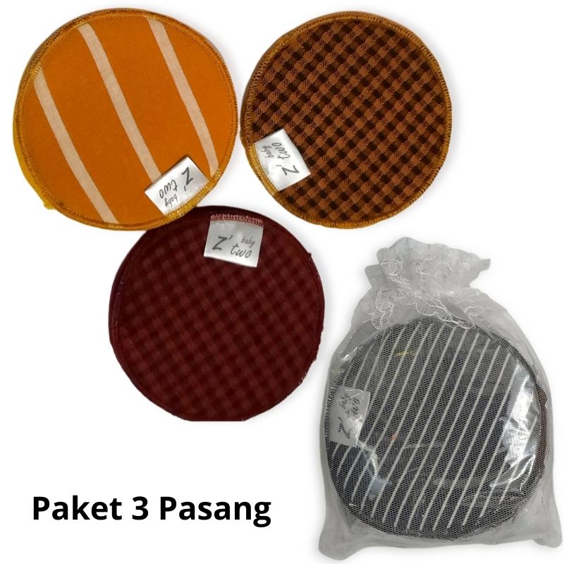 Paket 3 Pasang Breast Pad Penyerap Asi Cuci Ulang Anti Rembes BreastPad Washable