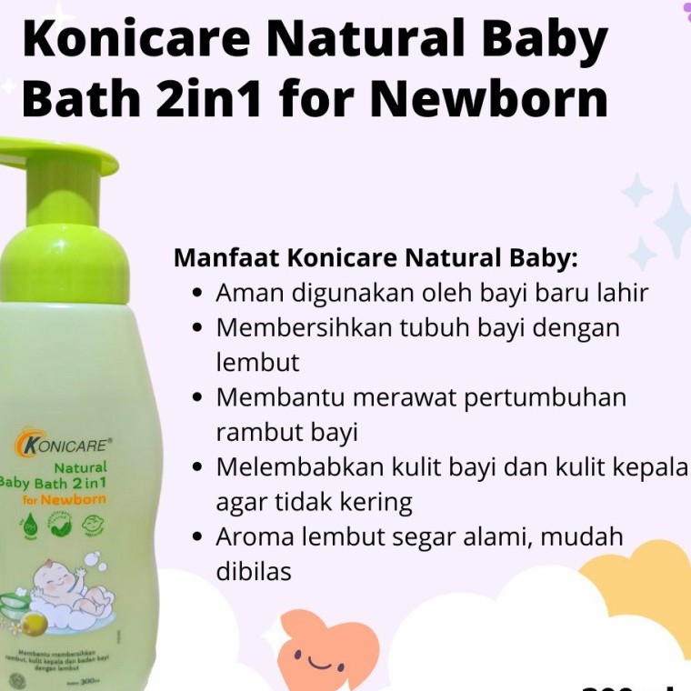 KONICARE BABY BATH NATURAL 2IN1 NEWBORN 300ML BOTOL