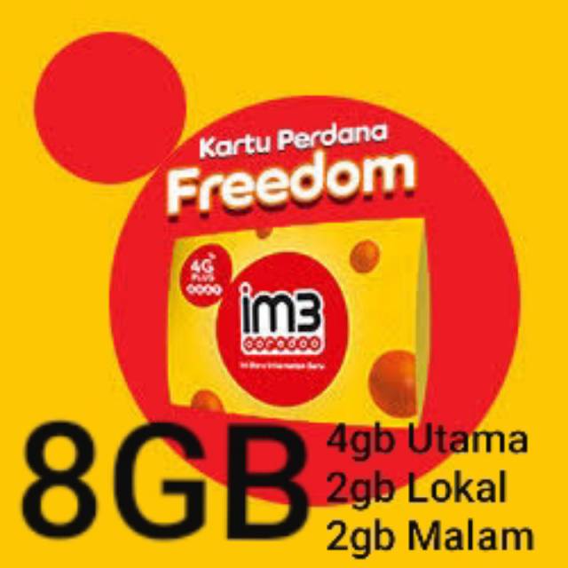 PERDANA INDOSAT OOREDOO IM3 FREEDOM 8GB