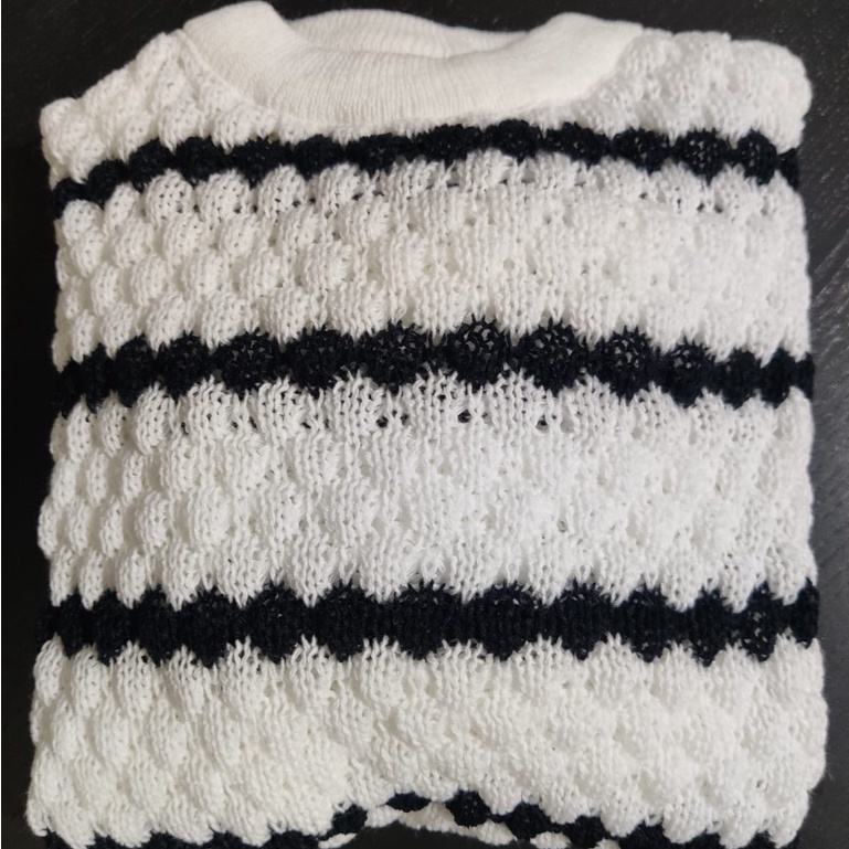 Sweater nanas stripe rajut || sweater ziggy tribal rajut / atasan rajut-PUTIH