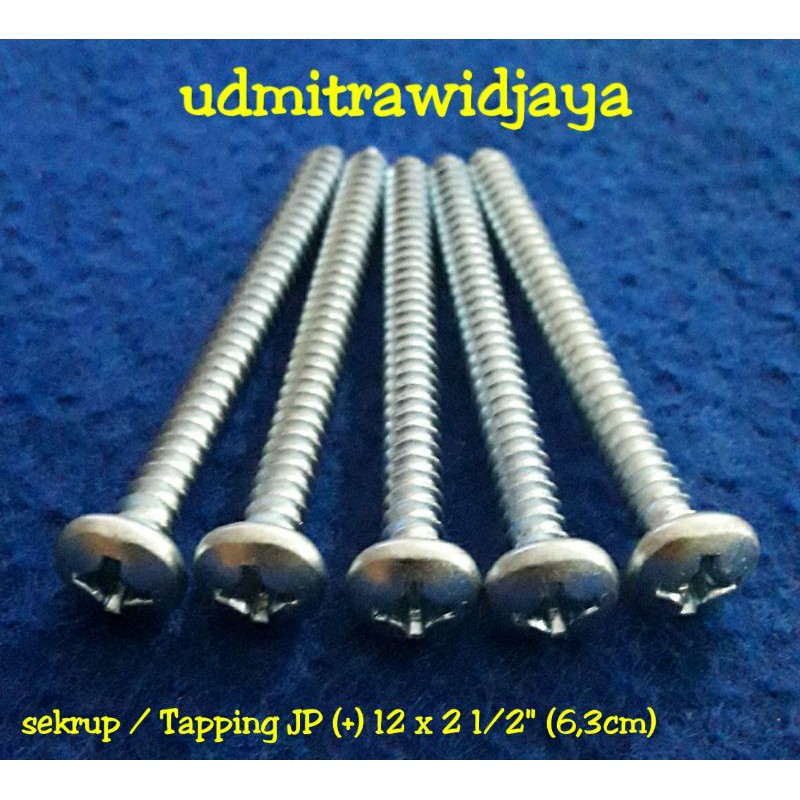 sekrup skrup scrup Tapping JP + 12 x 2 1/2&quot; panjang 6,3cm sekrup kepala bulat