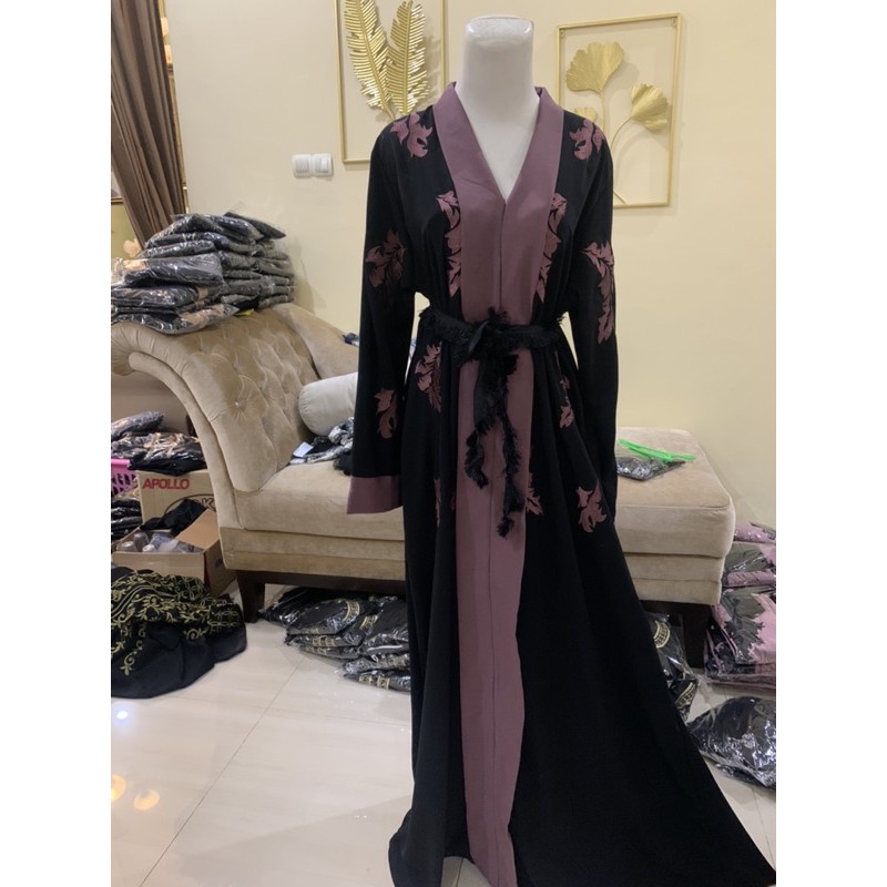 Abaya Jalabia Dress Maxi Gamis Remaja Turki Zephy Saudi Bordir Dubai 450 Kualitas Boutique Free Belt-1