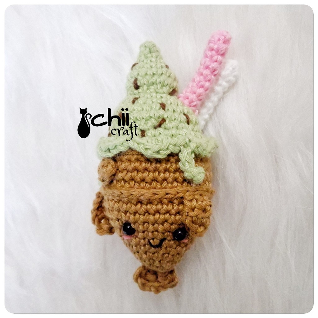 (Chiicraft) Amigurumi Taiyaki Ice Cream | Boneka Rajut Taiyaki Es Krim | Ganci Taiyaki