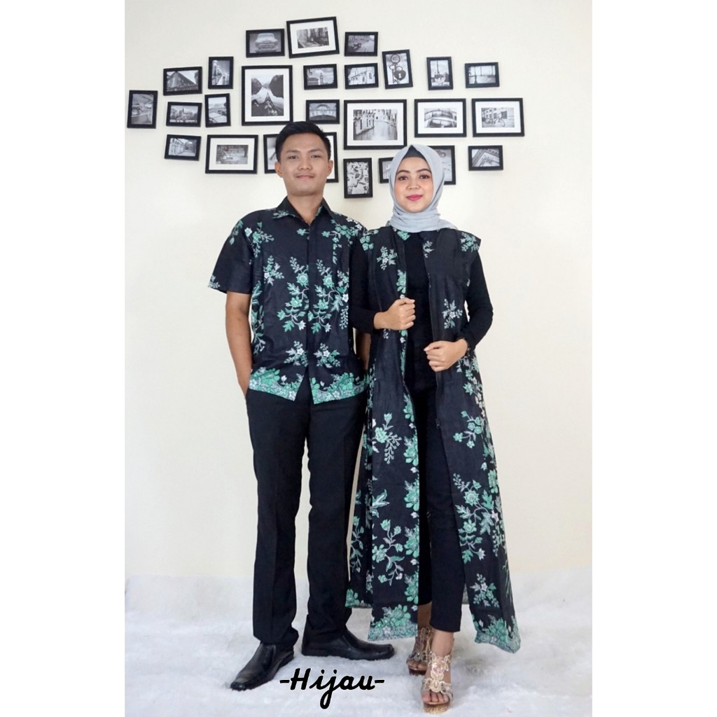 Baju Couple Batik Buat Kondangan Acara Resepsi Warna Hijau BSG542