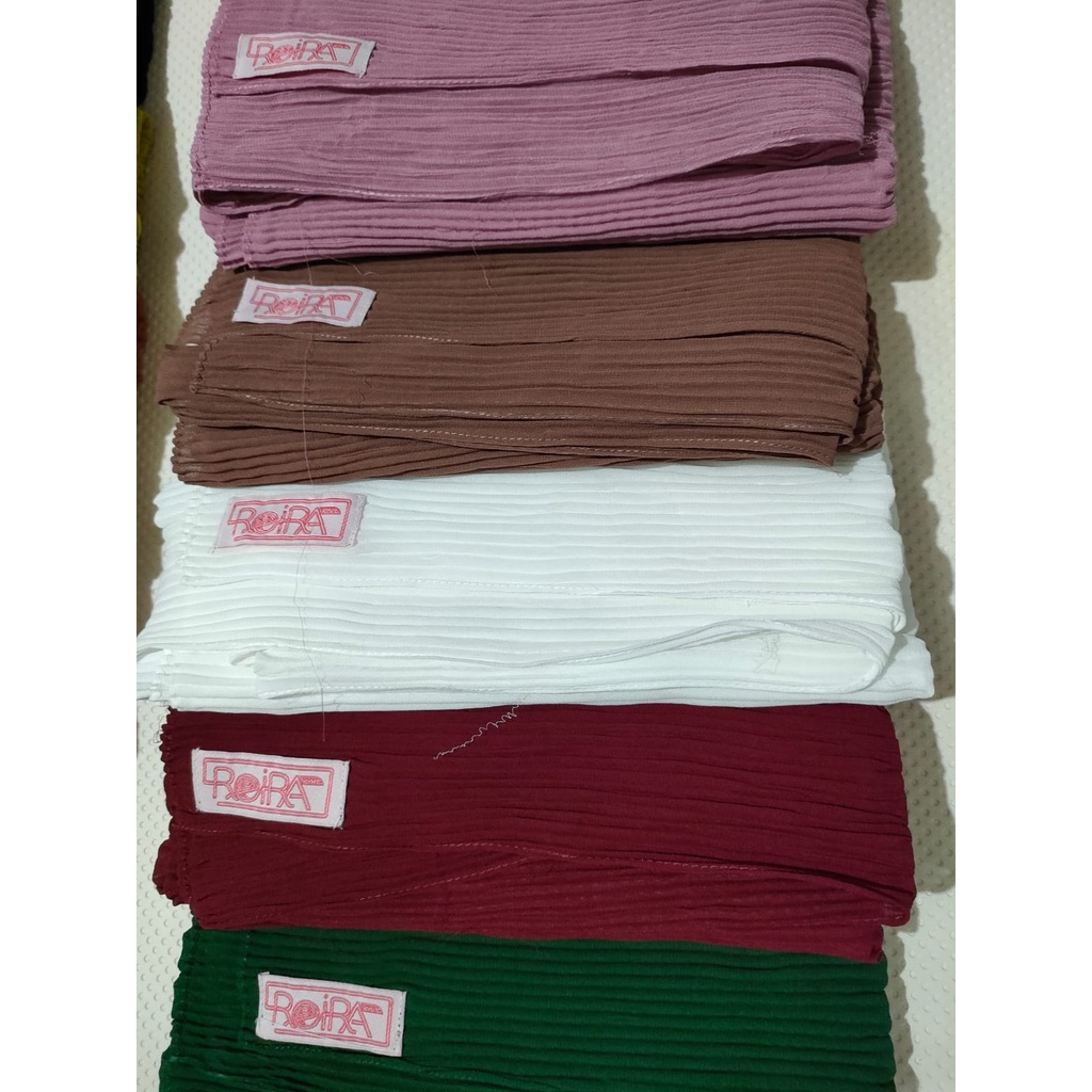 REIRA HIJAB PASHMINA PLIKSET FULL BAHAN CERUTTY BABYDOLL PREMIUM TANPA GARIS TENGAH