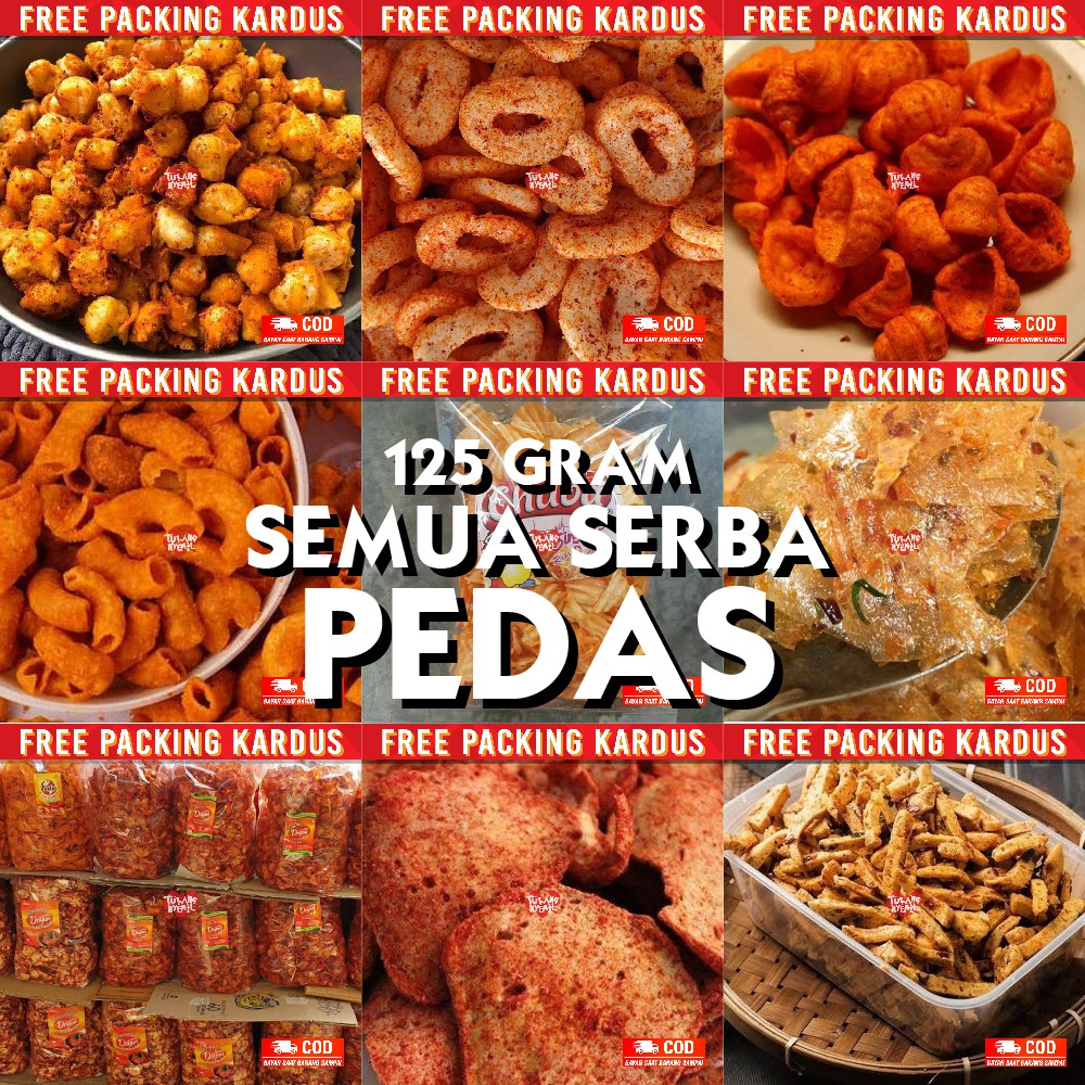 

snack kiloan serba pedas 125 gram makanan ringan cemilan camilan jajanan kiloan asin gurih renyah