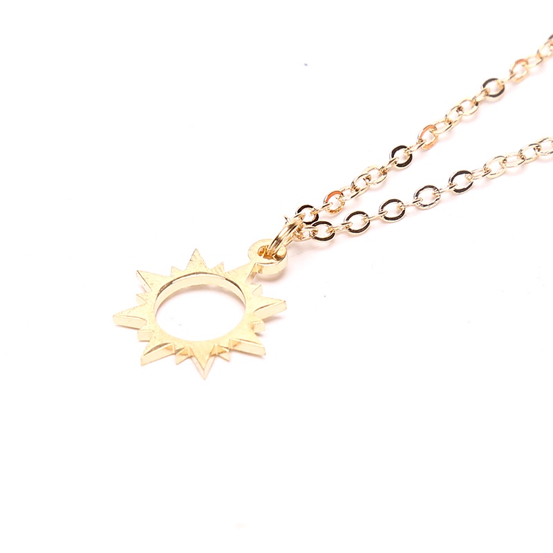 2pcs Kalung Liontin Matahari Bulan Bahan Stainless Steel Untuk Pasangan