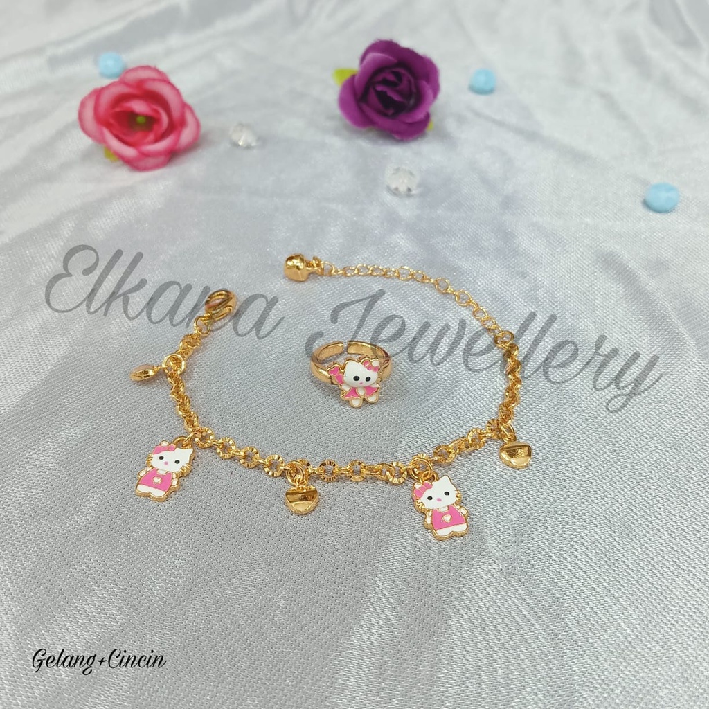 GELANG+CINCIN ANAK JURAI CAT Perhiasan super berkelas fashion korea anti karat dan anti luntur