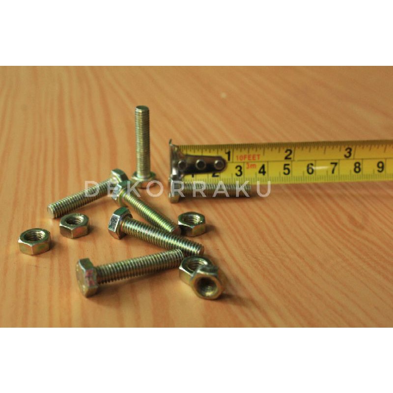 BAUT MUR KUNING M6 6X30 MM / BAUD lubang 6 mm X pjg 3 cm KUNCI 10