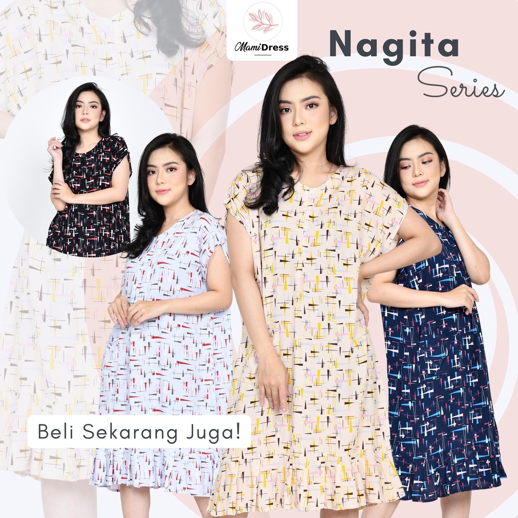 Daster Ibu Hamil Ruffle Pendek Ld 120 Pj 100 Cm Daster Busui Friendly Ruffle Pendek NAGITA SERIES