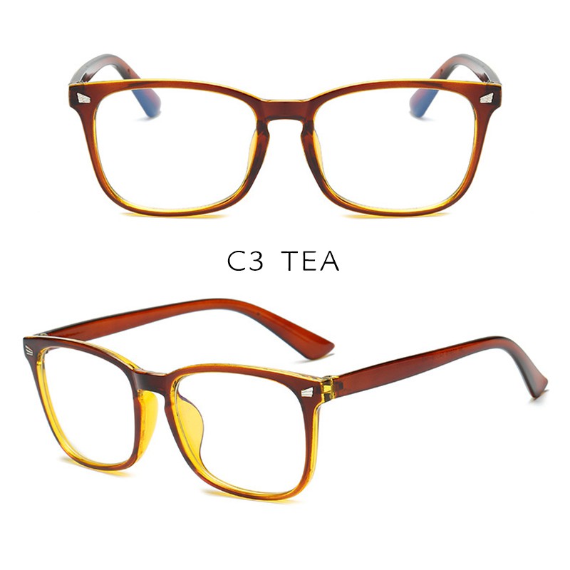 (YUZHU) Bayar di Tempat Korean Design Square Anti Radiasi Kacamata Transport Lensa Eyeglasses Women/Men