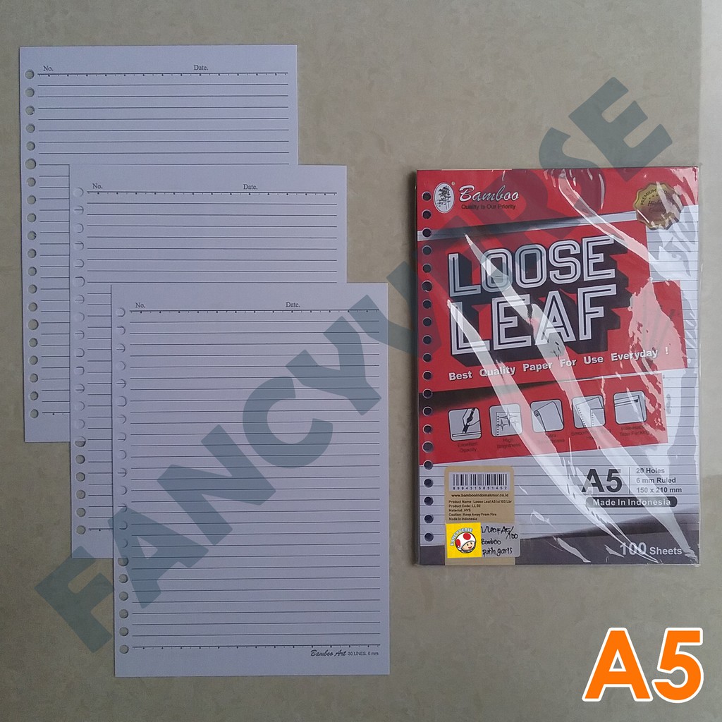 

Loose Leaf Binder A5 Isi 100 Lembar Putih Bergaris / Kertas Binder