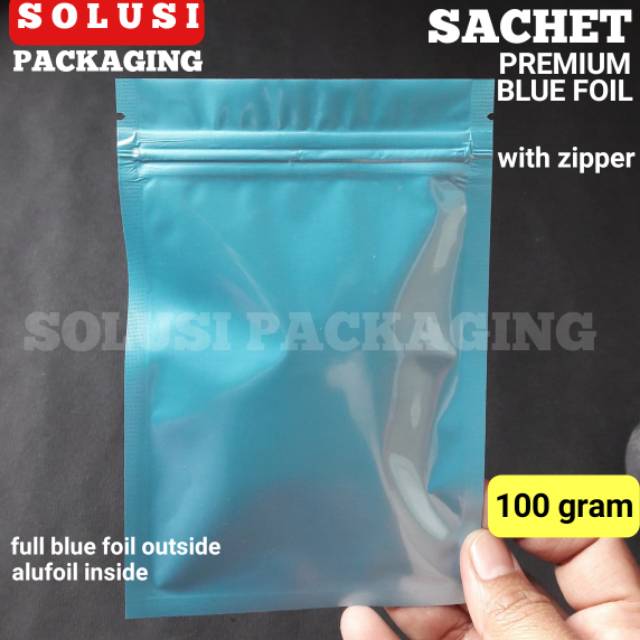 100 PCS SACHET FULL BIRU PREMIUM 100GRAM/KANTONG MASKER BAG KEMASAN PLASTIK KLIP