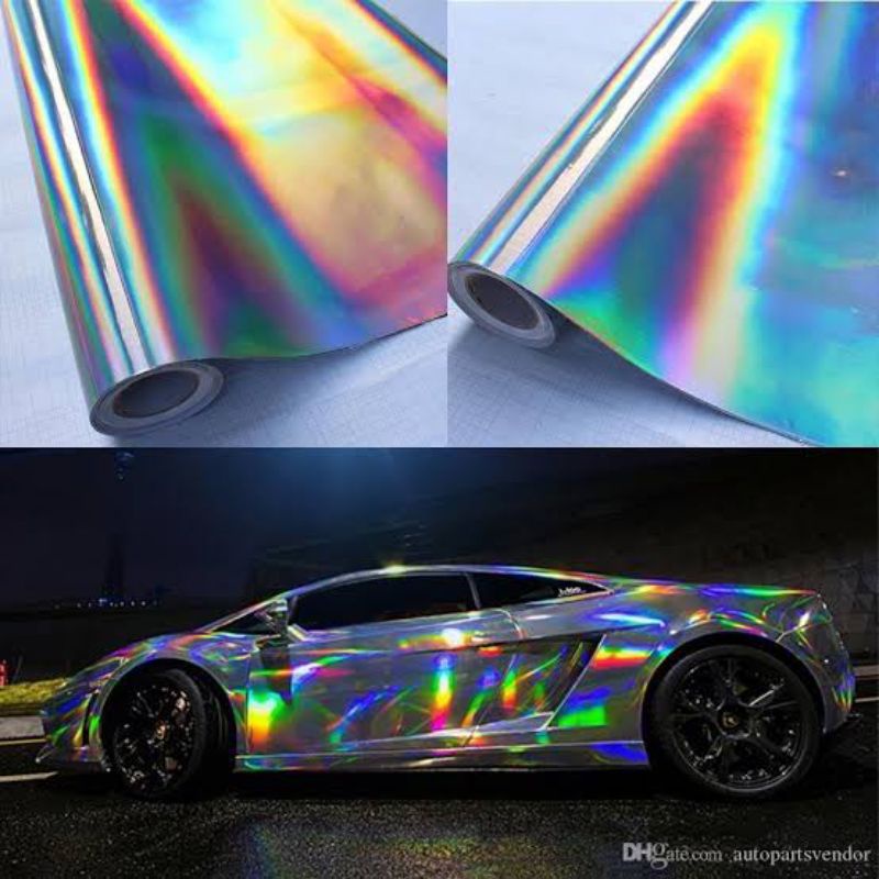 Stiker Hologram Laser Crome Lebar 127cm Wappring Mobil dan Motor