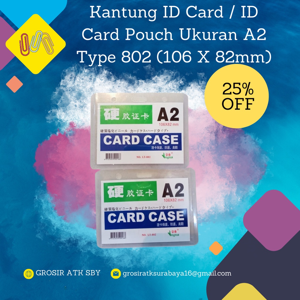 

Kantung ID Card / ID Card Pouch A+Z Bahan Mika Plastik Tebal Ukuran A2 Type 802