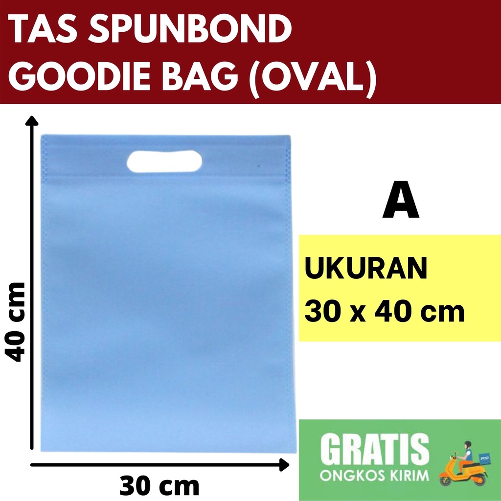 

TAS SPUNBOND OVAL GOODIEBAG 30X40 cm BIRU /Tas Belanja/ Tas Ultah/ Tas Promosi/ Tas Reuni/ Tas Spunbond Sablon/ Tas Spunbond Custom/ Tas Goodiebag Sablon/ Tas Goodiebag Custom/ Tas Ramah Lingkungan/ Tas Press/ Tas Perusahaan/ Tas Partai Besar