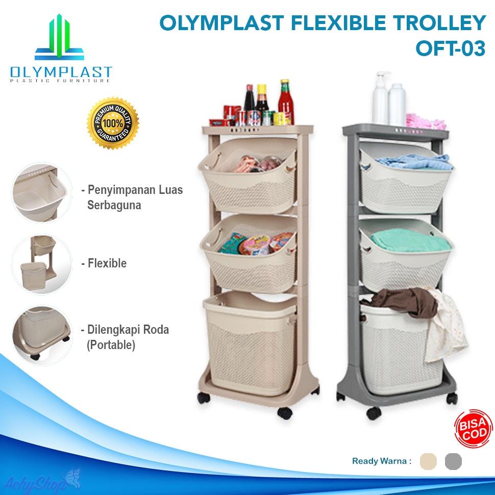 RAK LAUNDRY BASKET RODA OLYMPLAST LOUNDRY CART ORGANIZER RAK KERANJANG KAMAR DAPUR PAKAIAN BAJU BUKU
