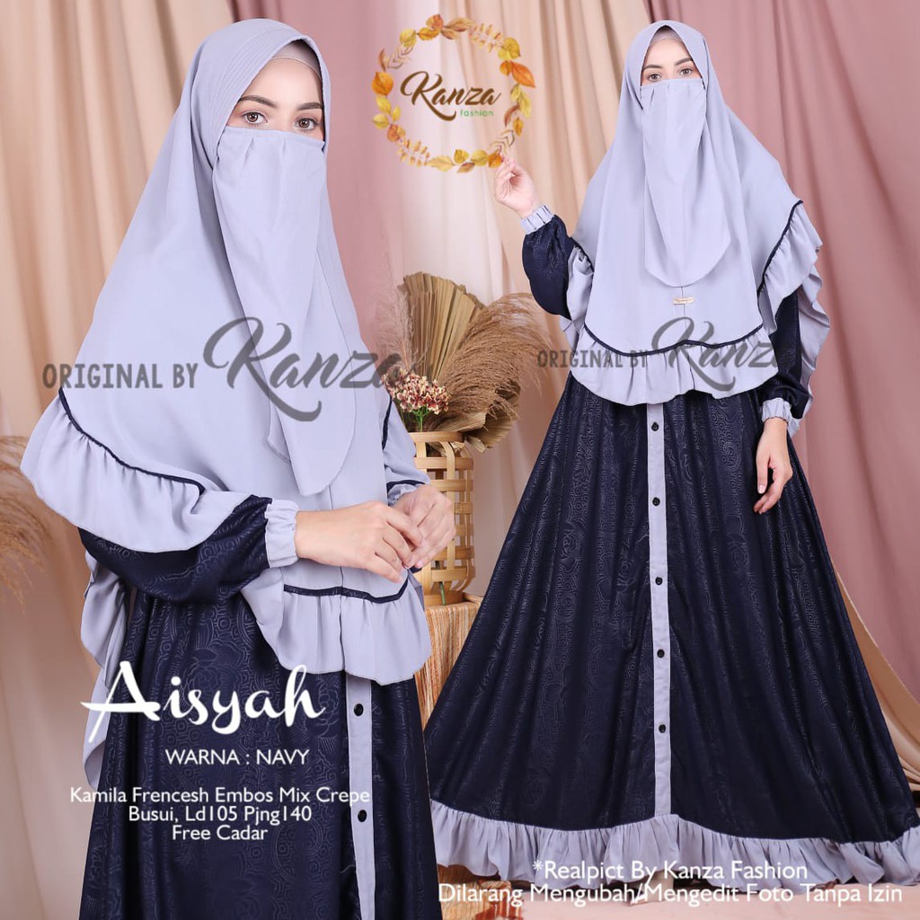 Setelan Gamis dan Jilbab Syar'i AISYAH FREE CADAR