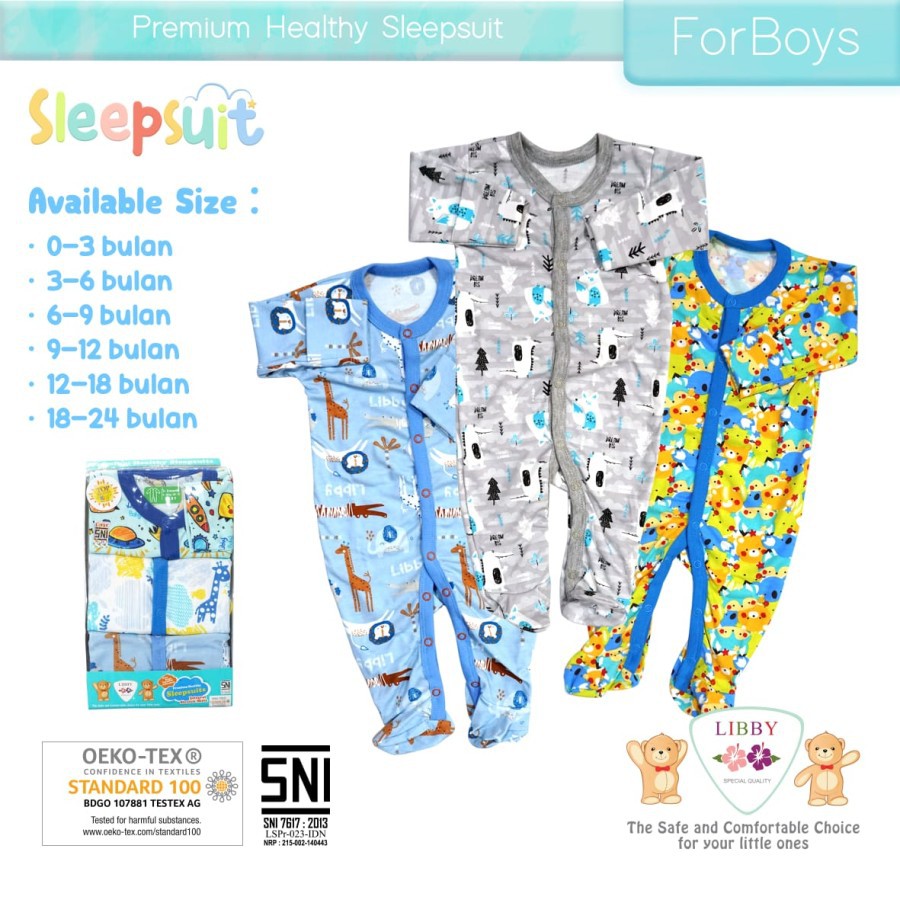 Libby Lullaby Premium Sleepsuit 3pk