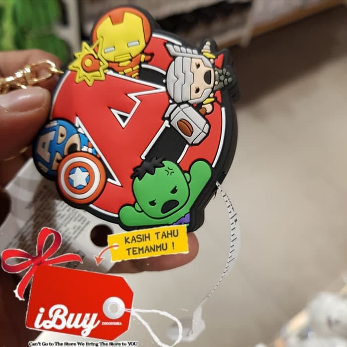 Miniso Marvel 4 Heroes keychain Gantungan Kunci Meteran Gulung 100cm