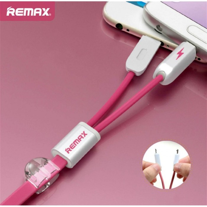 Remax Gemini Cable / Kabel Same Time 2in1 Magnet Lightning &amp; Micro USB