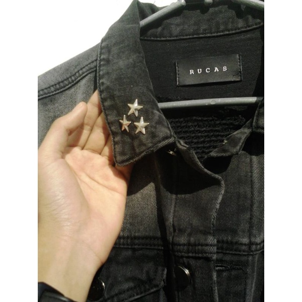 rucas jade black biker denim jacket