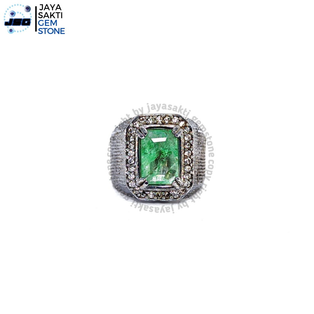 Natural Batu Permata Emerald Berly Zamrud Colombia Ring alpaka EBZC12