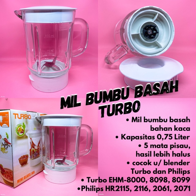 Mil Bumbu Basah chopper bumbu Turbo SHM 8090 bisa untuk Blender Philips 2061 2071 2115 2116