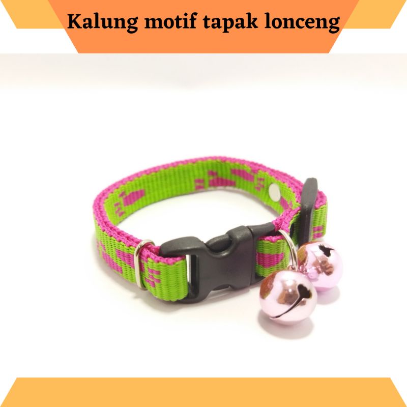 Kalung kucing motif tapak lonceng 12 mm / kalung hewan / kalung aksessoris