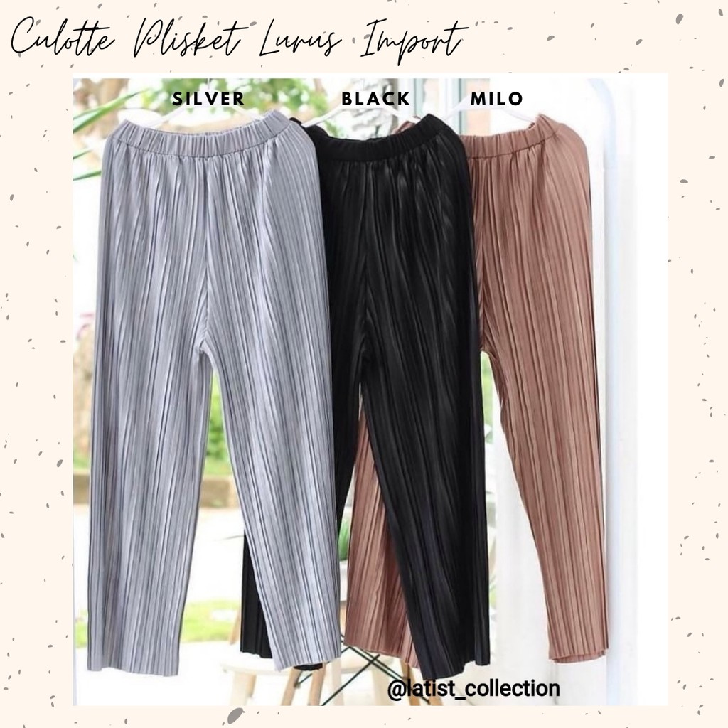 Culottes Plisket Import Lurus/Kulot Plisket Lidi All Size/Kulot Plisket Korea/Celana Plisket