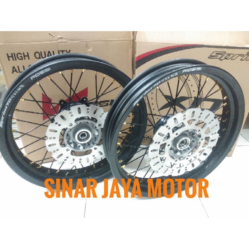 paketan velg crf 150 velg crf 150 supermoto velg xd 300x350x17 sepaket plus cakram piringan