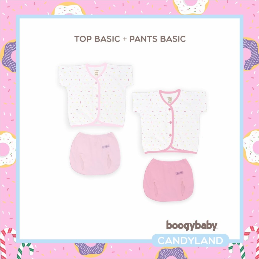 Makassar ! New Boogybaby Candyland Top Basic + Pants Basic 3-6 Bulan ( 2 PCS )