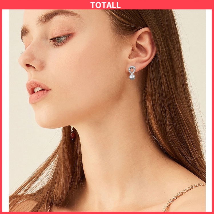 [✅READY STOCK] Anting ​Korea Mutiara Pejantan Kristal Fashion Wanita Murah Hati Mutiara  Pesona Zirkon Bintang Penjualan Panas Mode