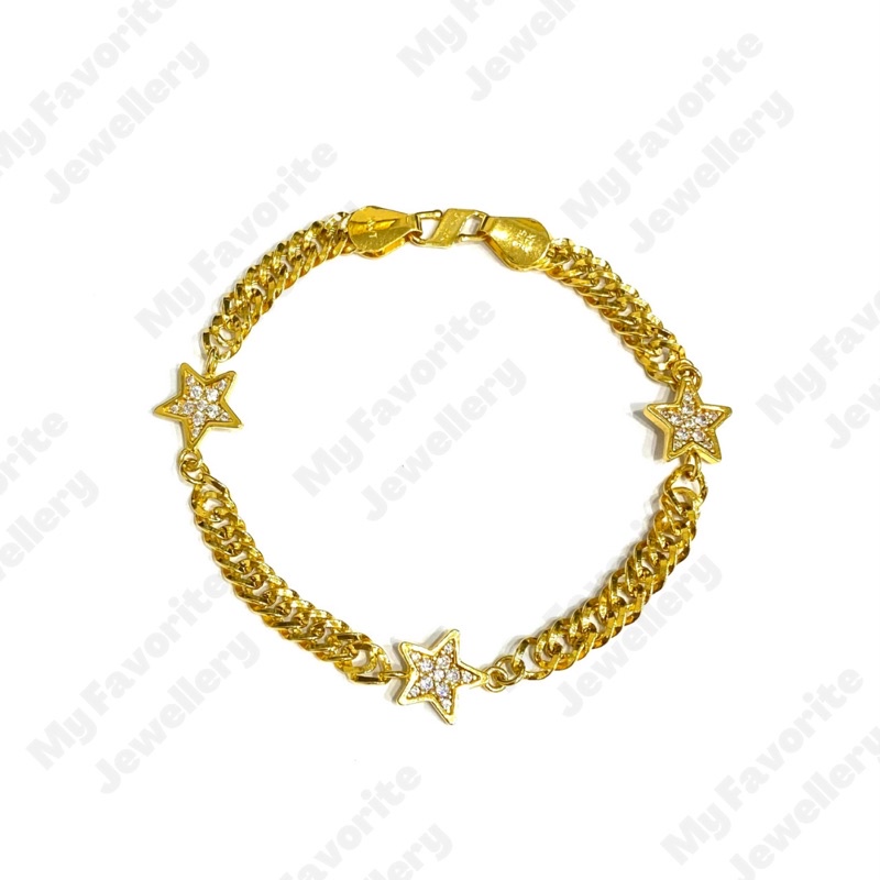 Gelang Harley Variasi Bintang AD Emas Asli Kadar 875
