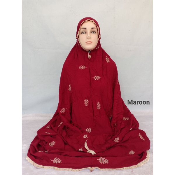 Mukena Terusan / Lajur Rayon Bordir Daun