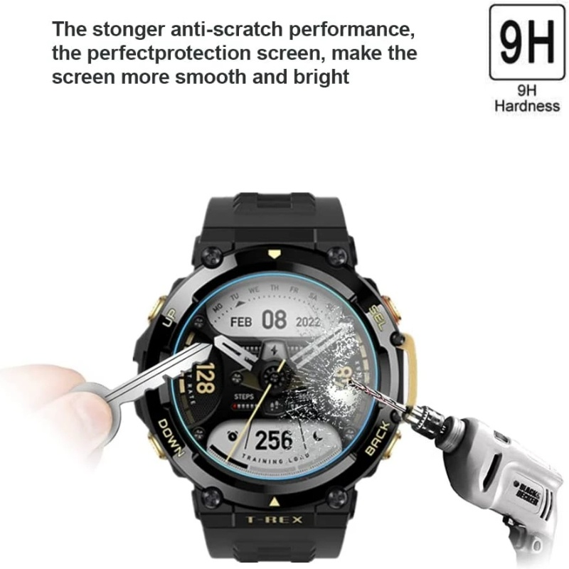 Pelindung Layar Tempered Glass Full HD Transparan Ultra Tipis Untuk Smartwatch Amazfit T-Rex 2