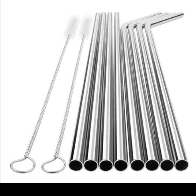 Sedotan Lurus Stainless Steel Straw + sikat pembersih