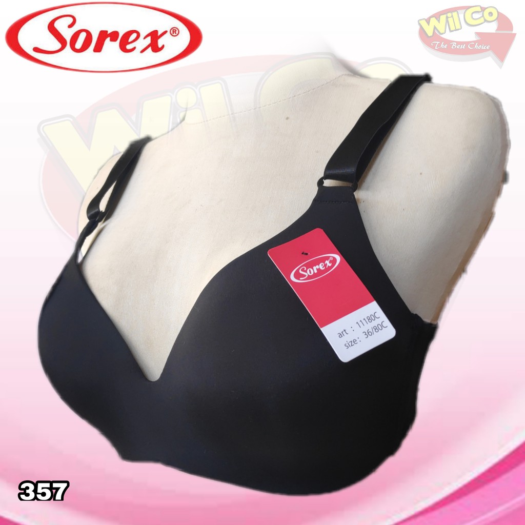 K357 - BRA WANITA SOREX BUSA TIPIS TANPA KAWAT CUP BESAR 36C - 42C  TIGA PENGAIT