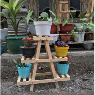 RAK BUNGA / RAK UNGA KAYU / RAK BUNGA SUSUN 3 TINGKAT MINIMALIS / RAK BUNGA TINGKAT KAYU BERAT 1KG