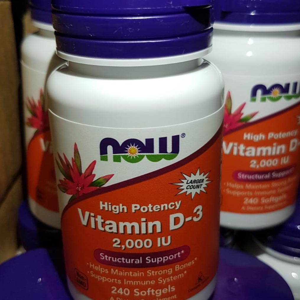 NOW FOODS Vitamin D3 2000 IU High Potency 30 120 240 softgel Vit D Made in USA