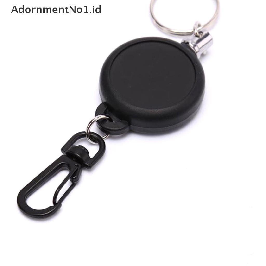 (AdornmentNo1) 1pc Gantungan Kunci Holder Kartu ID / Badge Retractable 60cm Warna Hitam