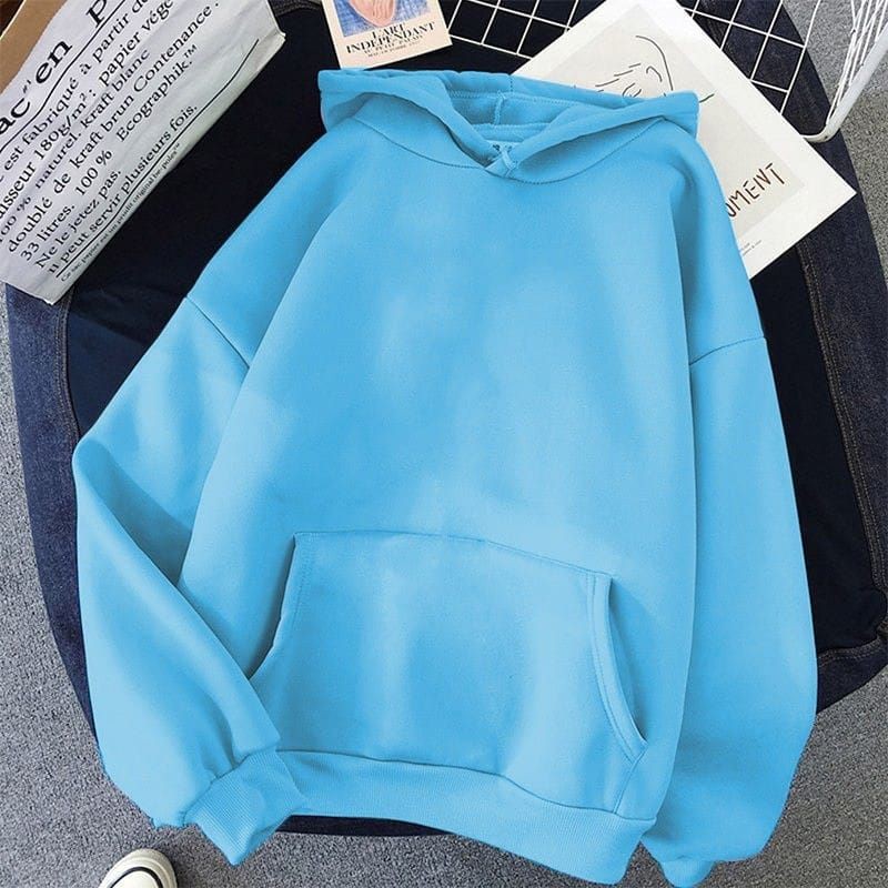 LyfashionStore Sweater Hoodie Wanita KING POLOS-Biru