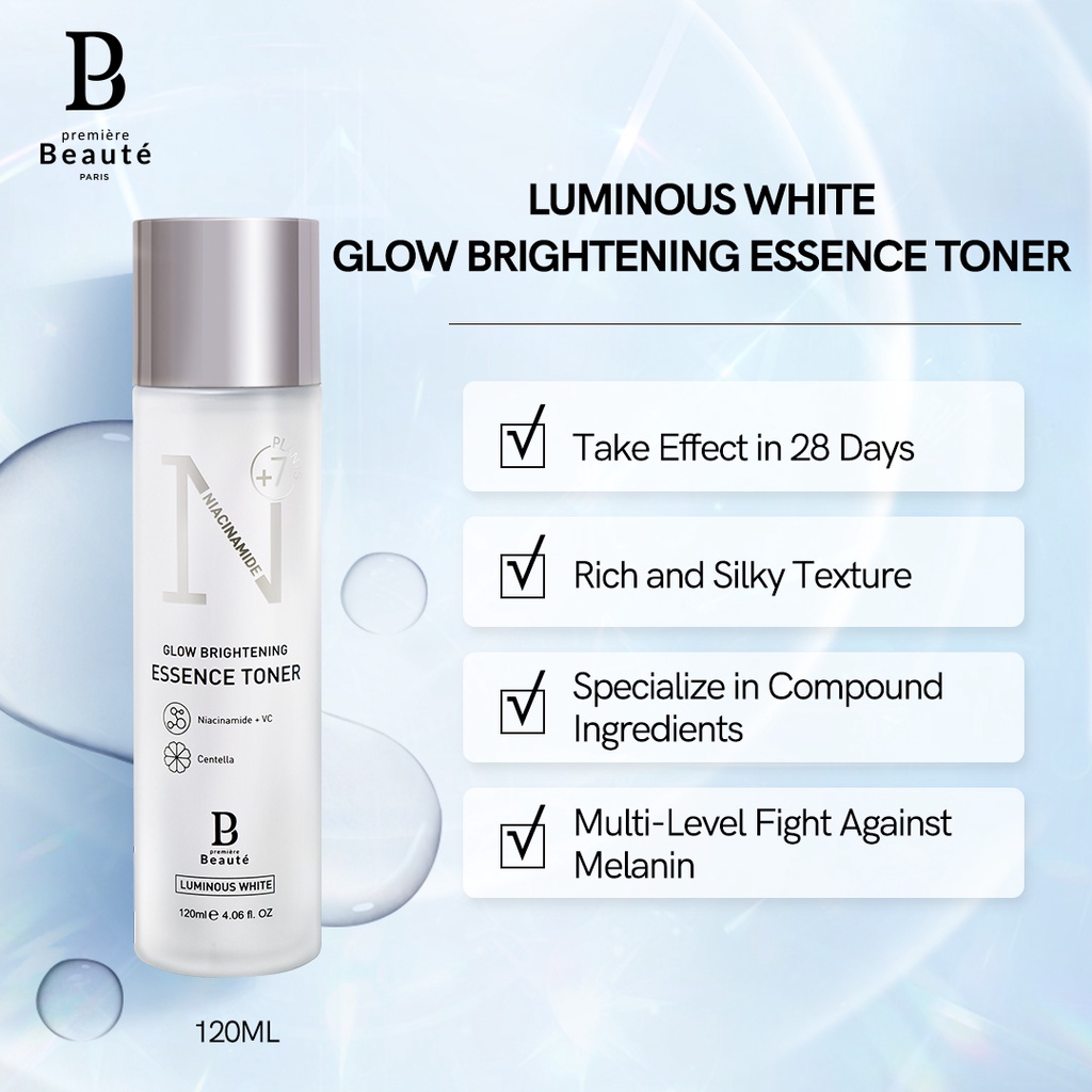 [COD] Premiere Beaute Luminous White Brightening Essence Toner Perawatan Wajah Glowing Sepanjang Hari - BPOM 120ML