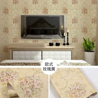 PROMO Wallpaper Sticker Dinding  CREAM MAWAR PINK Elegan 