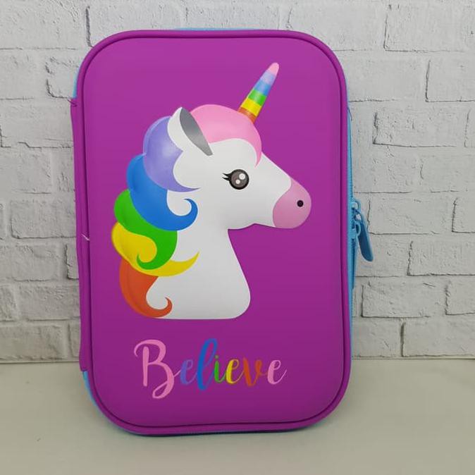 

Ready Kotak Pensil Dan Alat Tulis Smiggle Eva Hardcase Unicorn 3D Waterproof - Ungu .