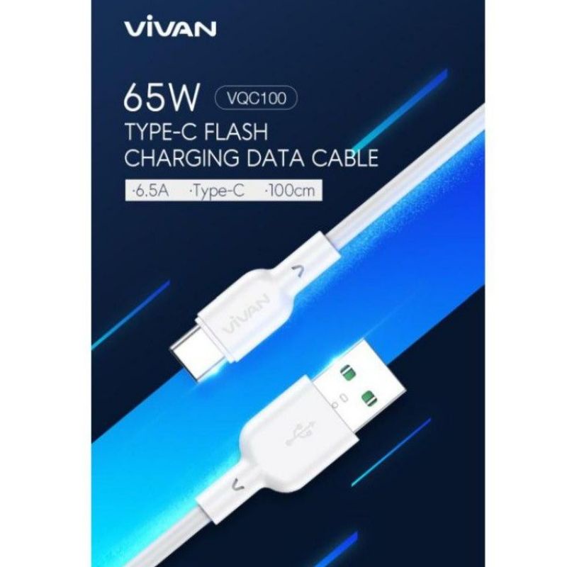 [VIVAN 65W) Kabel Data Type C Flash Charge 6,5A Cable Usb type C 65W Super Vooc Dart Vivan V-QC