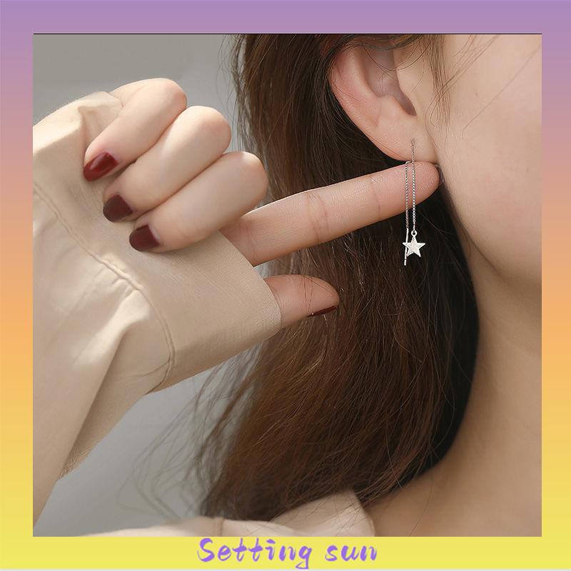 2Pcs Anting Korea Wanita Panjang Model Tusuk Tindik Rantai Rumbai Earring Perhiasan Fashion TN