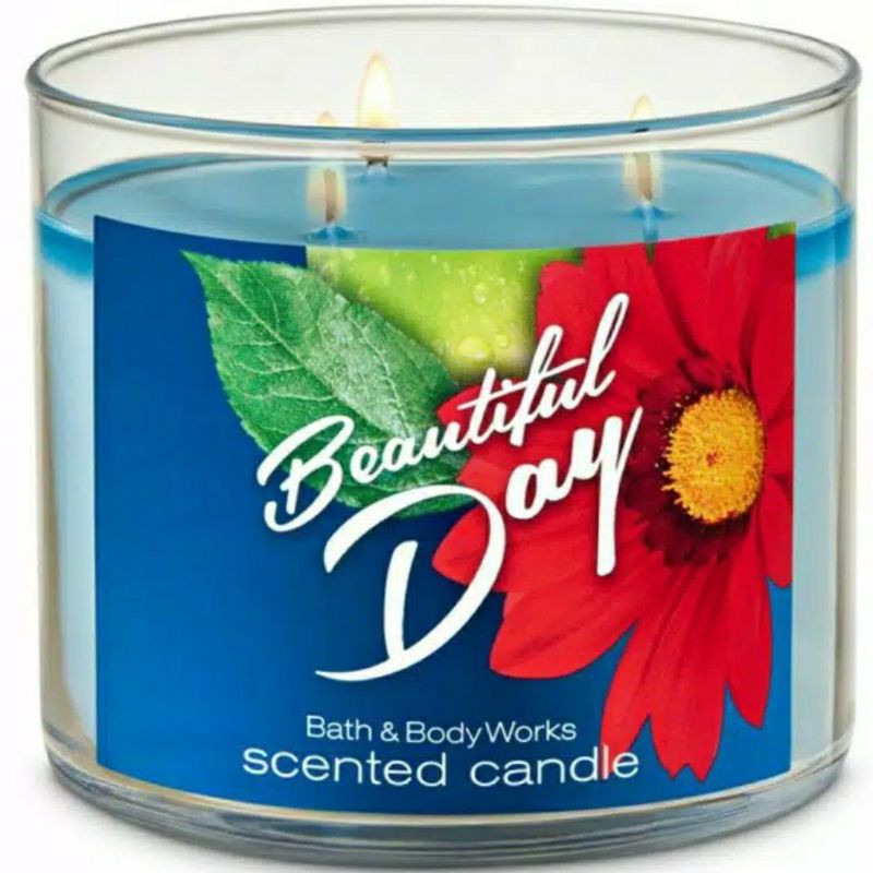 BATH AND BODY WORKS BBW BEAUTIFUL DAY 3-WICK SCENTED CANDLE 411 G LILIN WANGI 3 SUMBU UKURAN BESAR PENGHARUM RUANGAN