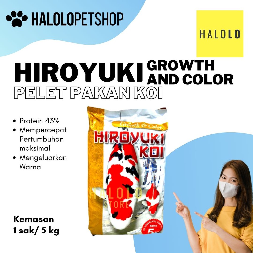 Pakan Ikan KOI HIROYUKI Growth and Color SIZE 2mm 5mm 8mm Kuning 5KG