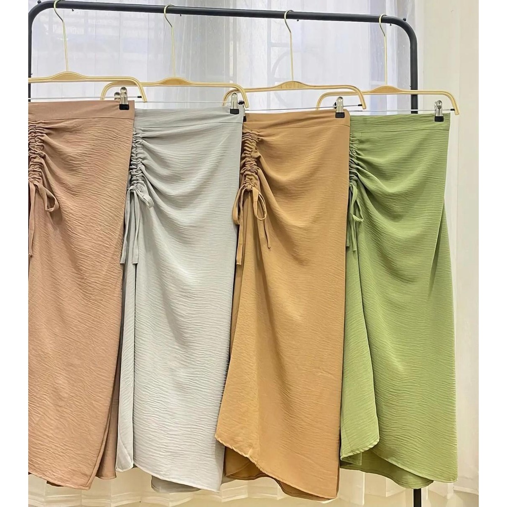 Moly Rok Serut Samping Crinkle  | Korean Skrirt High Waist